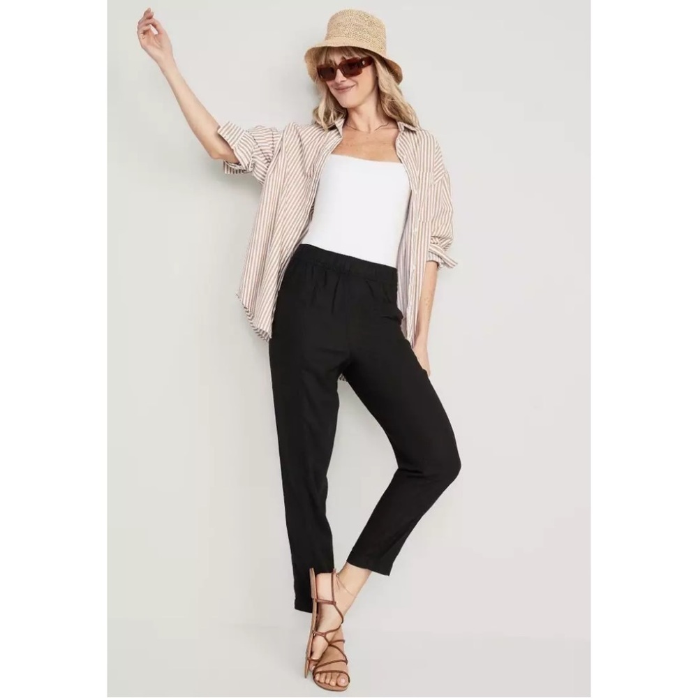 NWT Old Navy Linen Blend High-Waisted Cropped Pants